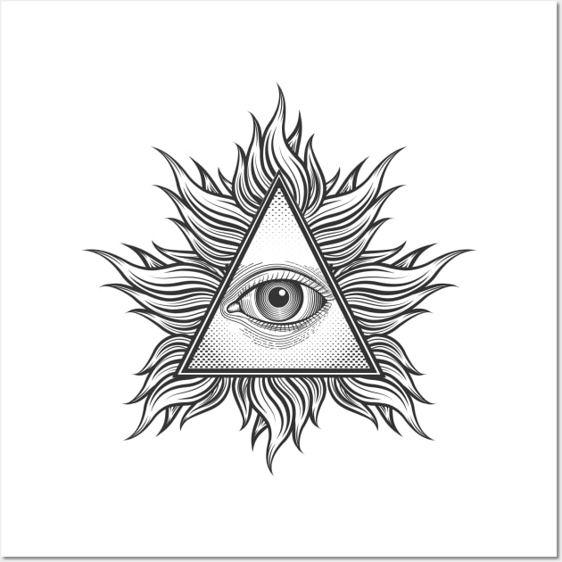 All-seeing eye pyramid symbol Wall Art by Dompom